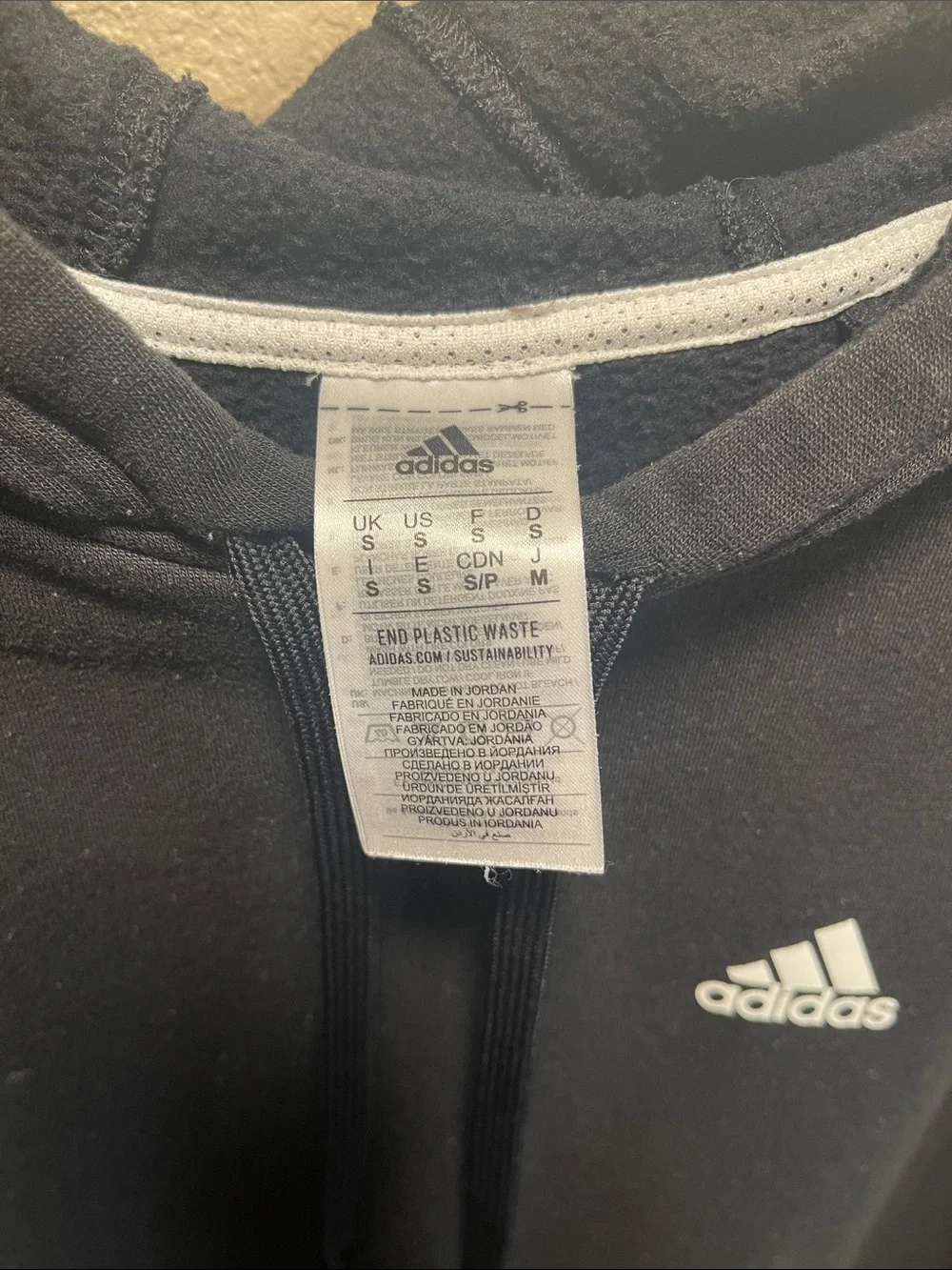 adidas Black Crewneck Hoodie with White Three-Stripe Sleeves